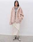 "Winter Snow" lazy silhouette hooded Tuscan curly sheepskin fur coat winter - variant_title