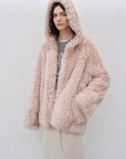 "Winter Snow" lazy silhouette hooded Tuscan curly sheepskin fur coat winter - variant_title