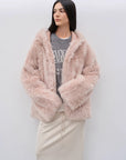 "Winter Snow" lazy silhouette hooded Tuscan curly sheepskin fur coat winter - variant_title