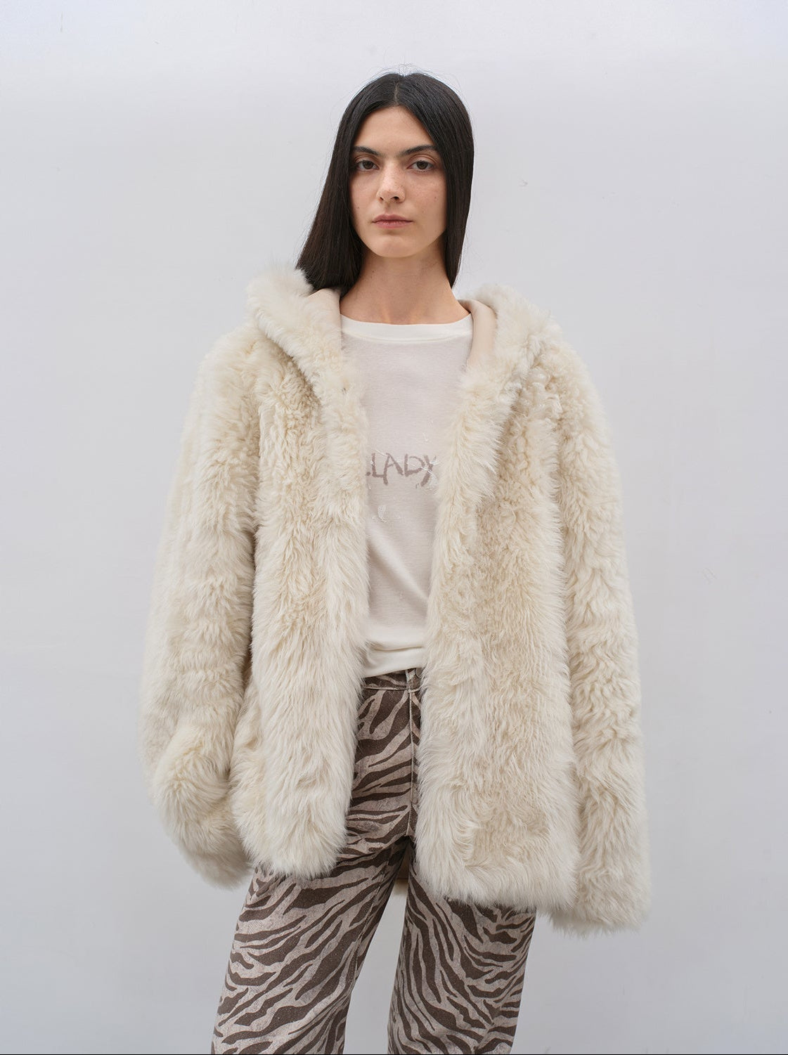 "Winter Snow" lazy silhouette hooded Tuscan curly sheepskin fur coat winter - variant_title