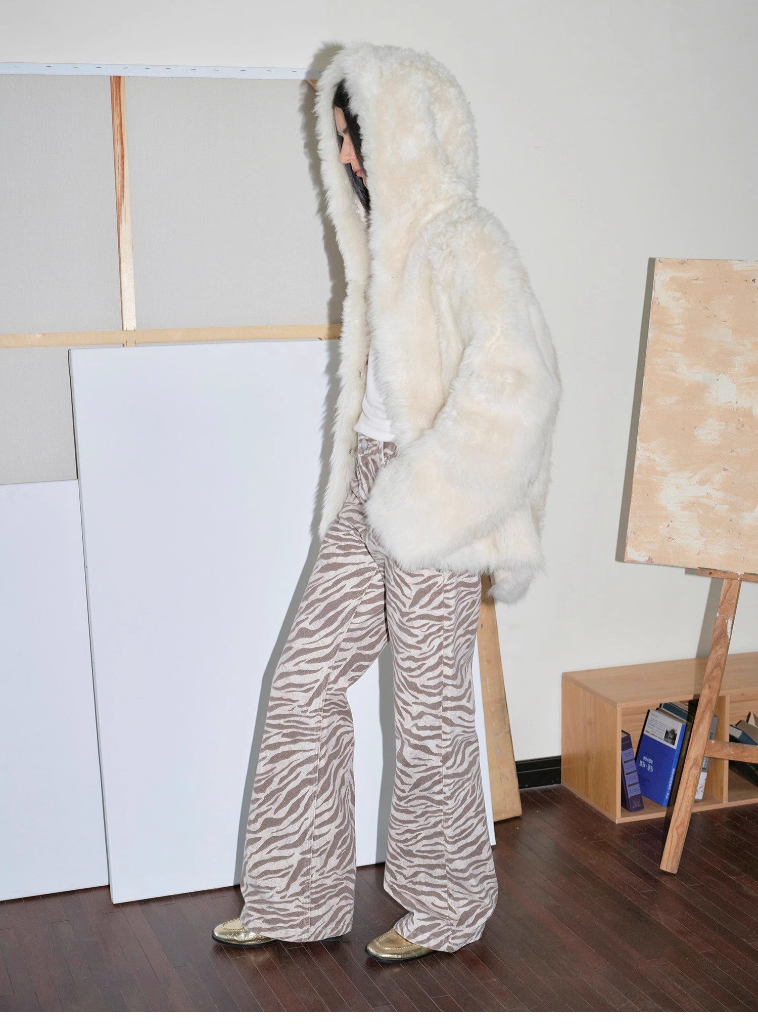 "Winter Snow" lazy silhouette hooded Tuscan curly sheepskin fur coat winter - variant_title