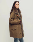 Firelady Winter Street Lights dark brown detachable fur trim parka side view