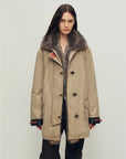 Firelady Winter Street Lights khaki down parka with detachable fur trim front view