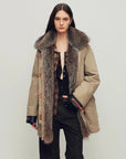 Firelady Winter Street Lights khaki fur trim down parka front model view