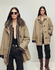 Firelady Winter Street Lights khaki parka styling with detachable fur trim on two models