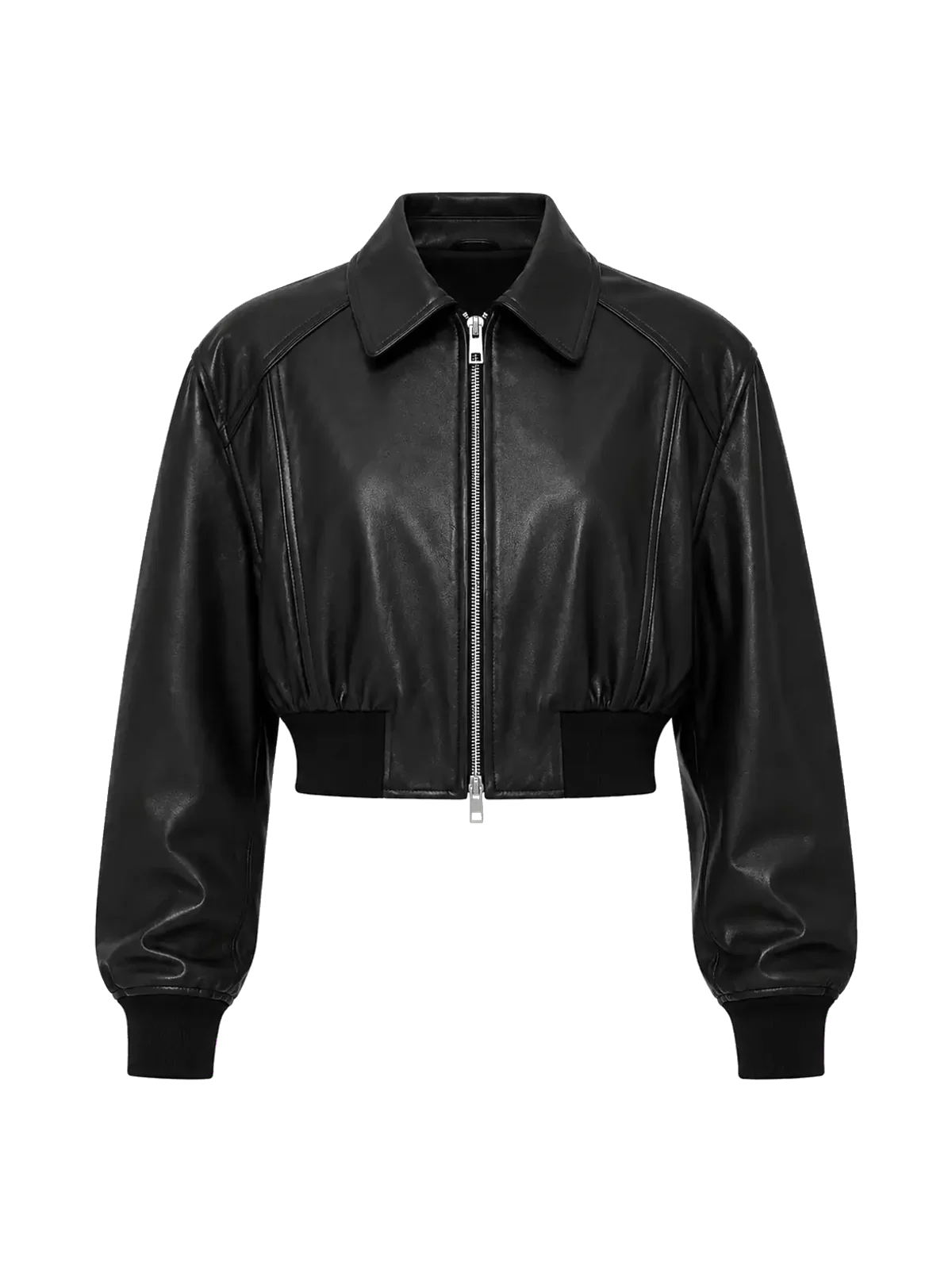 Witch Game vintage washed leather bomber jacket - Black transparent product cutout