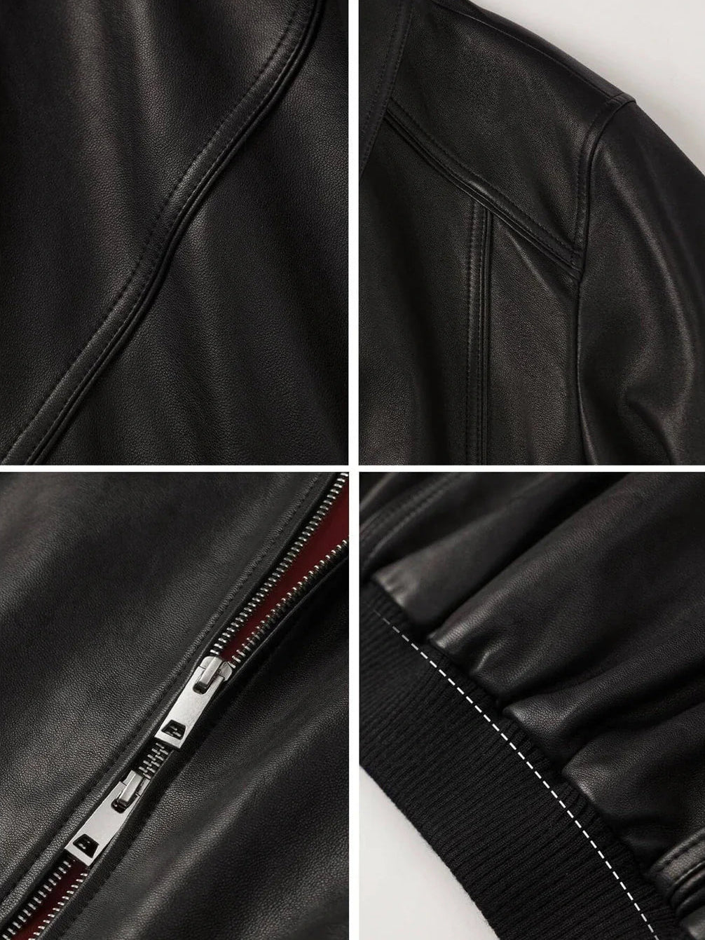 Witch Game vintage washed leather bomber jacket - leather and zipper details