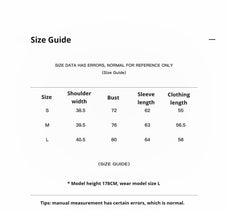 Urban Simplicity lavender wool long sleeve O-neck T-shirt size chart