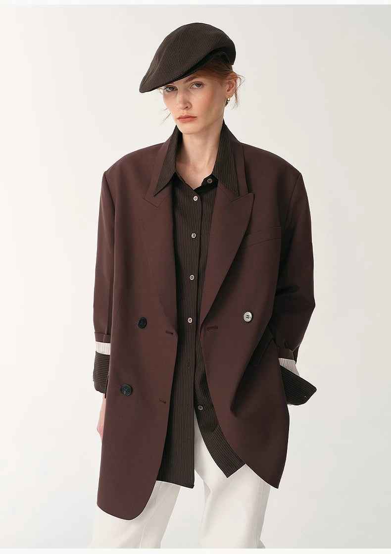 Women's high - density fine silk wool peaked lapel suit jacket - variant_title