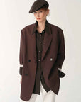 Women's high - density fine silk wool peaked lapel suit jacket - variant_title