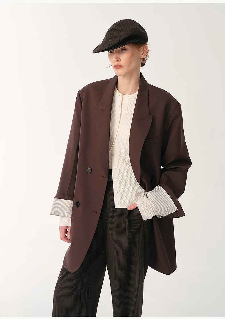 Women's high - density fine silk wool peaked lapel suit jacket - variant_title