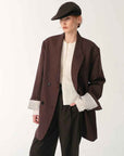 Women's high - density fine silk wool peaked lapel suit jacket - variant_title