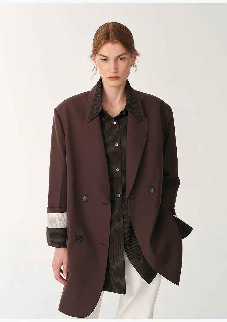 Women's high - density fine silk wool peaked lapel suit jacket - variant_title