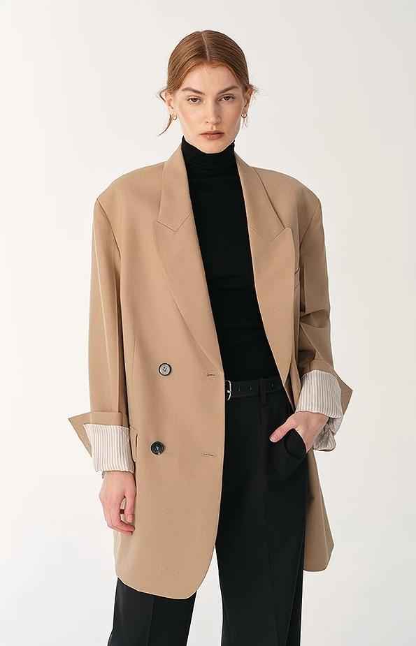 Women's high - density fine silk wool peaked lapel suit jacket - variant_title
