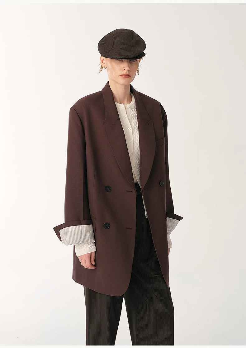 Women's high - density fine silk wool peaked lapel suit jacket - variant_title