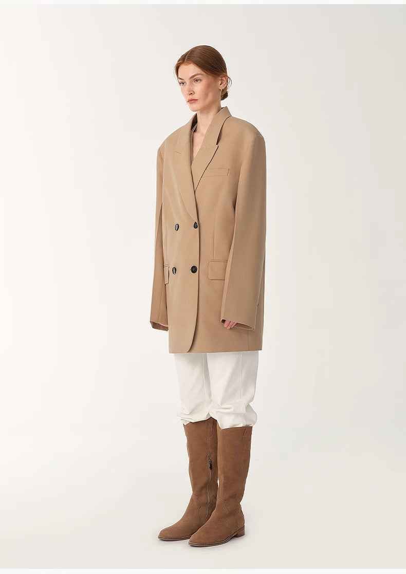 Women's high - density fine silk wool peaked lapel suit jacket - variant_title