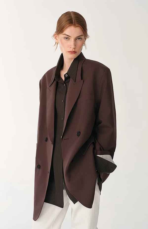 Women's high - density fine silk wool peaked lapel suit jacket - variant_title