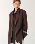 Women's high - density fine silk wool peaked lapel suit jacket - variant_title