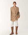Women's high - density fine silk wool peaked lapel suit jacket - variant_title