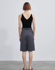 Women's high - density mixed color cotton and linen raw edge straight - leg suit pants - variant_title
