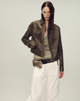 Women's imported first - layer suede sheepskin short autumn leather jacket - variant_title