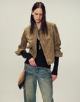 Women's imported first - layer suede sheepskin short autumn leather jacket - variant_title