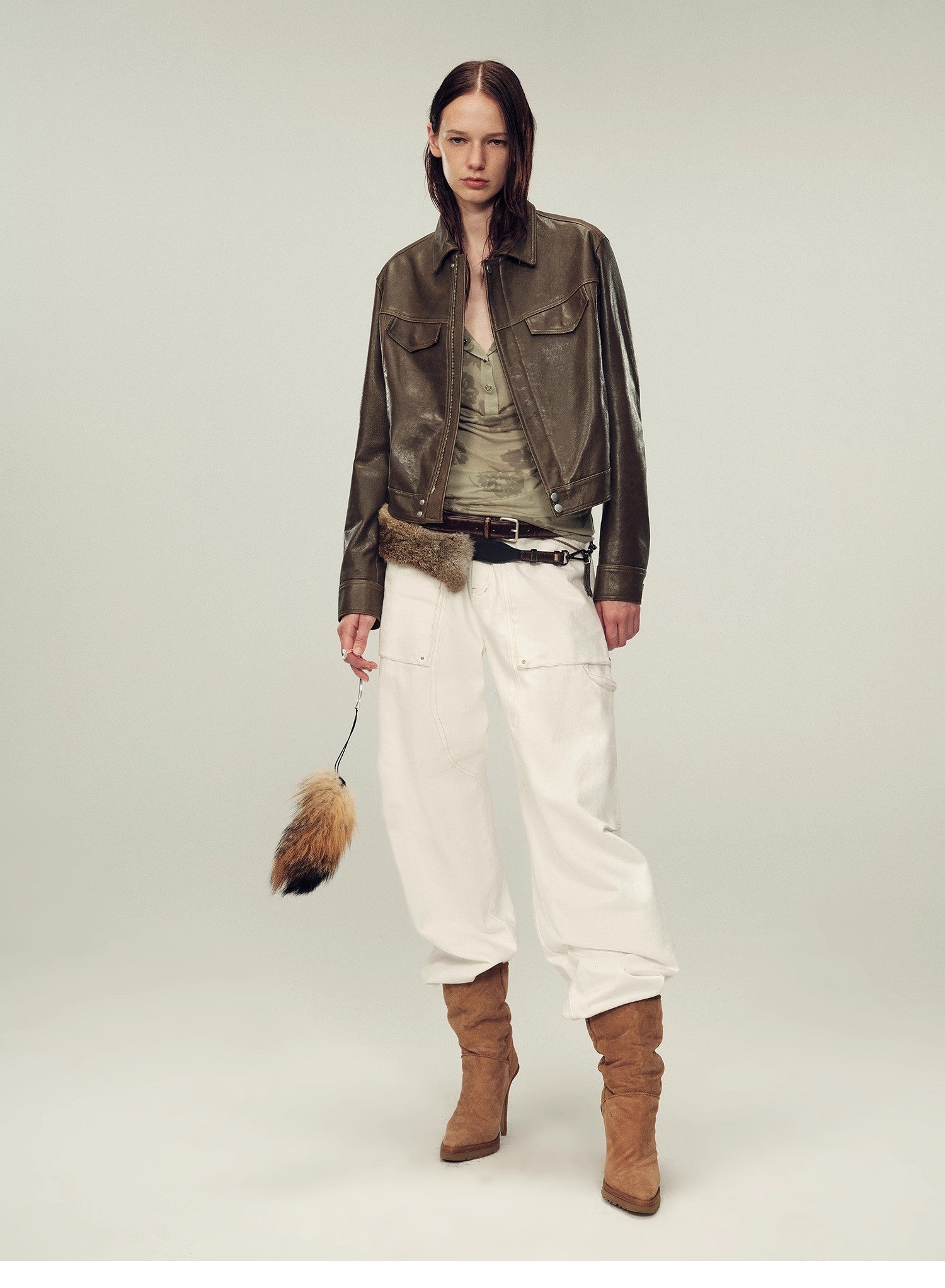 Women's imported first - layer suede sheepskin short autumn leather jacket - variant_title