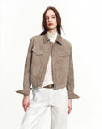 Women's imported first-layer suede sheepskin short autumn leather jacket