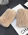 Women's Rex Rabbit Fur Fingerless Gloves Winter - Phone & Typing Friendly - variant_title