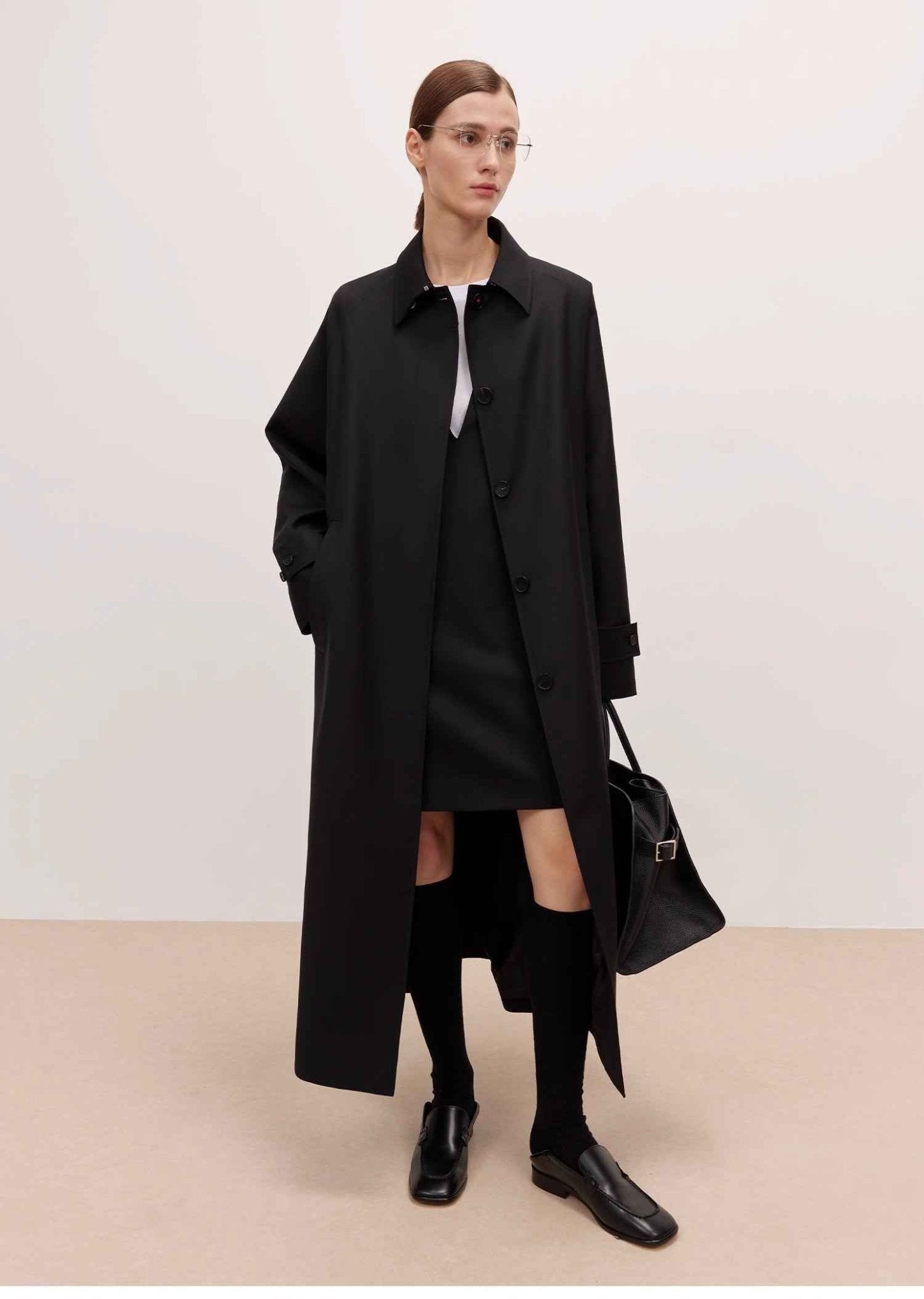Women's Trench Coat Mid - Length British Wool Blend Petite - Friendly Overcoat "Fragrant Moment" - variant_title