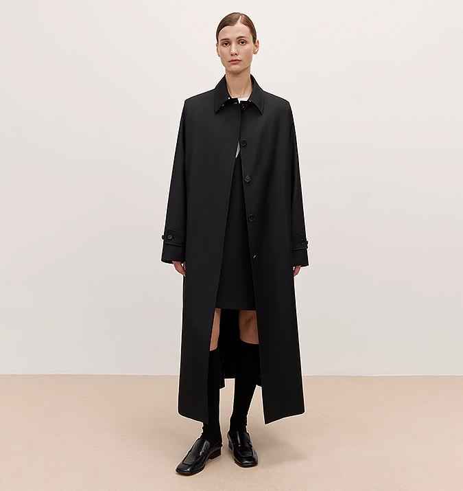 Women's Trench Coat Mid - Length British Wool Blend Petite - Friendly Overcoat "Fragrant Moment" - variant_title