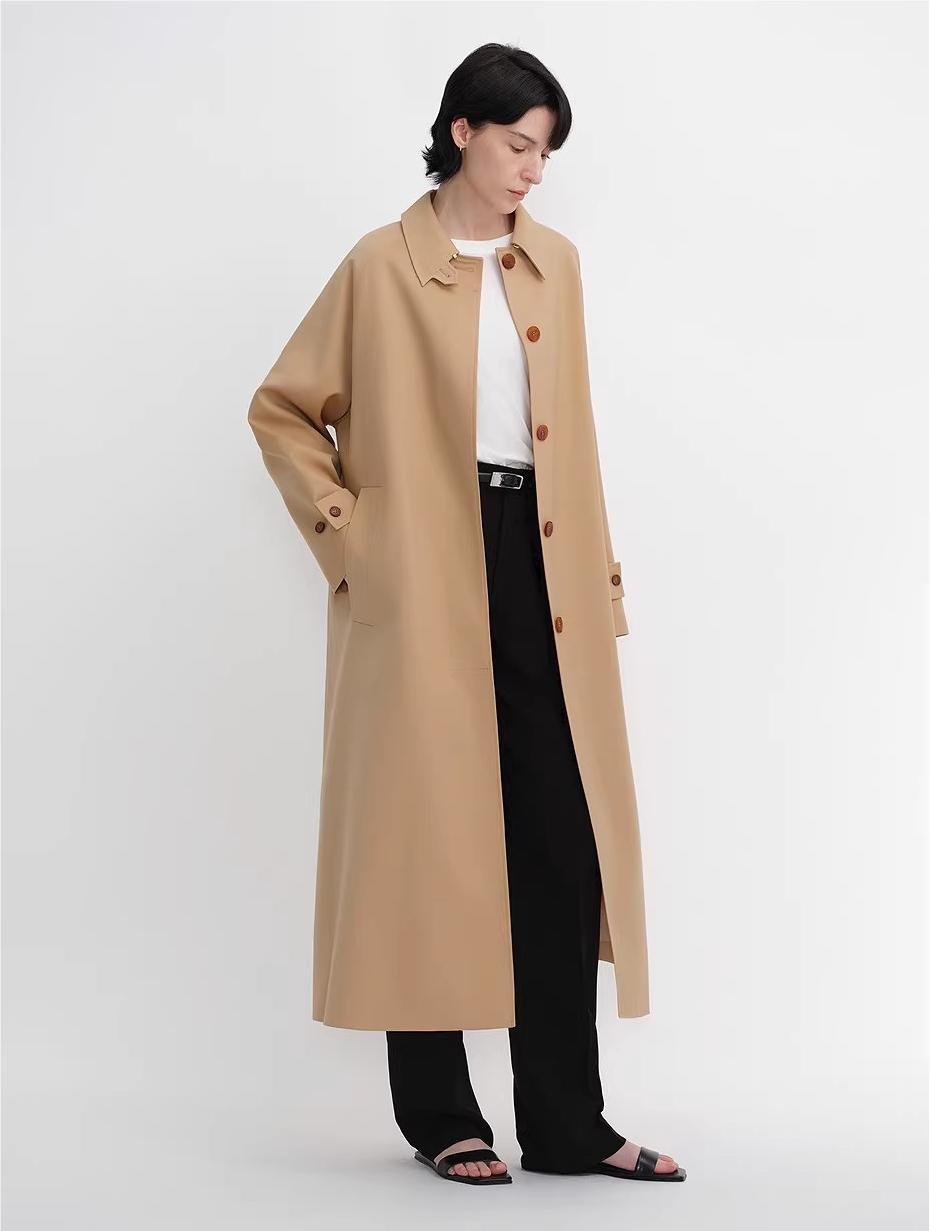 Women's Trench Coat Mid - Length British Wool Blend Petite - Friendly Overcoat "Fragrant Moment" - variant_title