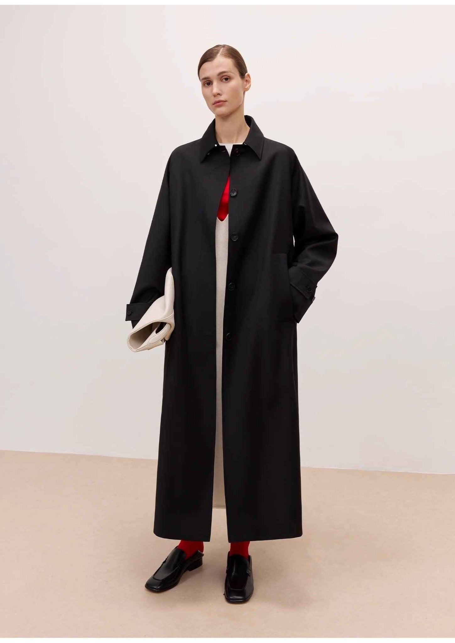 Women's Trench Coat Mid - Length British Wool Blend Petite - Friendly Overcoat "Fragrant Moment" - variant_title