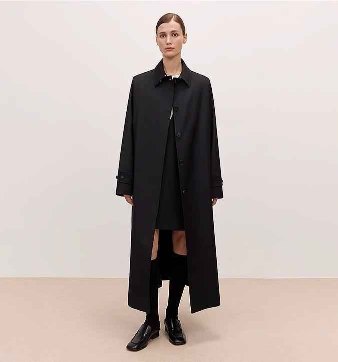 Women's Trench Coat Mid - Length British Wool Blend Petite - Friendly Overcoat "Fragrant Moment" - variant_title