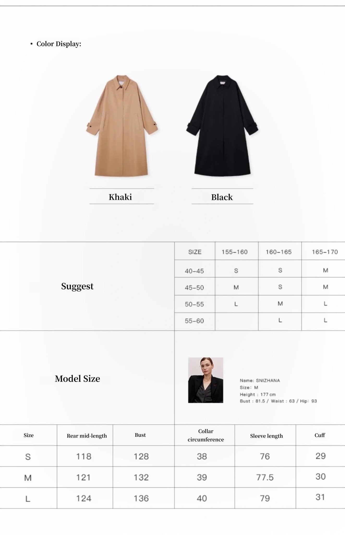 Women's Trench Coat Mid - Length British Wool Blend Petite - Friendly Overcoat "Fragrant Moment" - variant_title