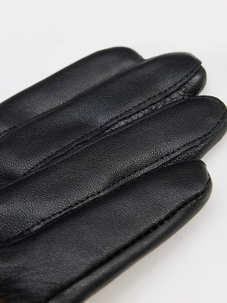 Women's Vintage Raccoon Fur Lightly Coated Genuine Leather Fur Gloves Winter - variant_title