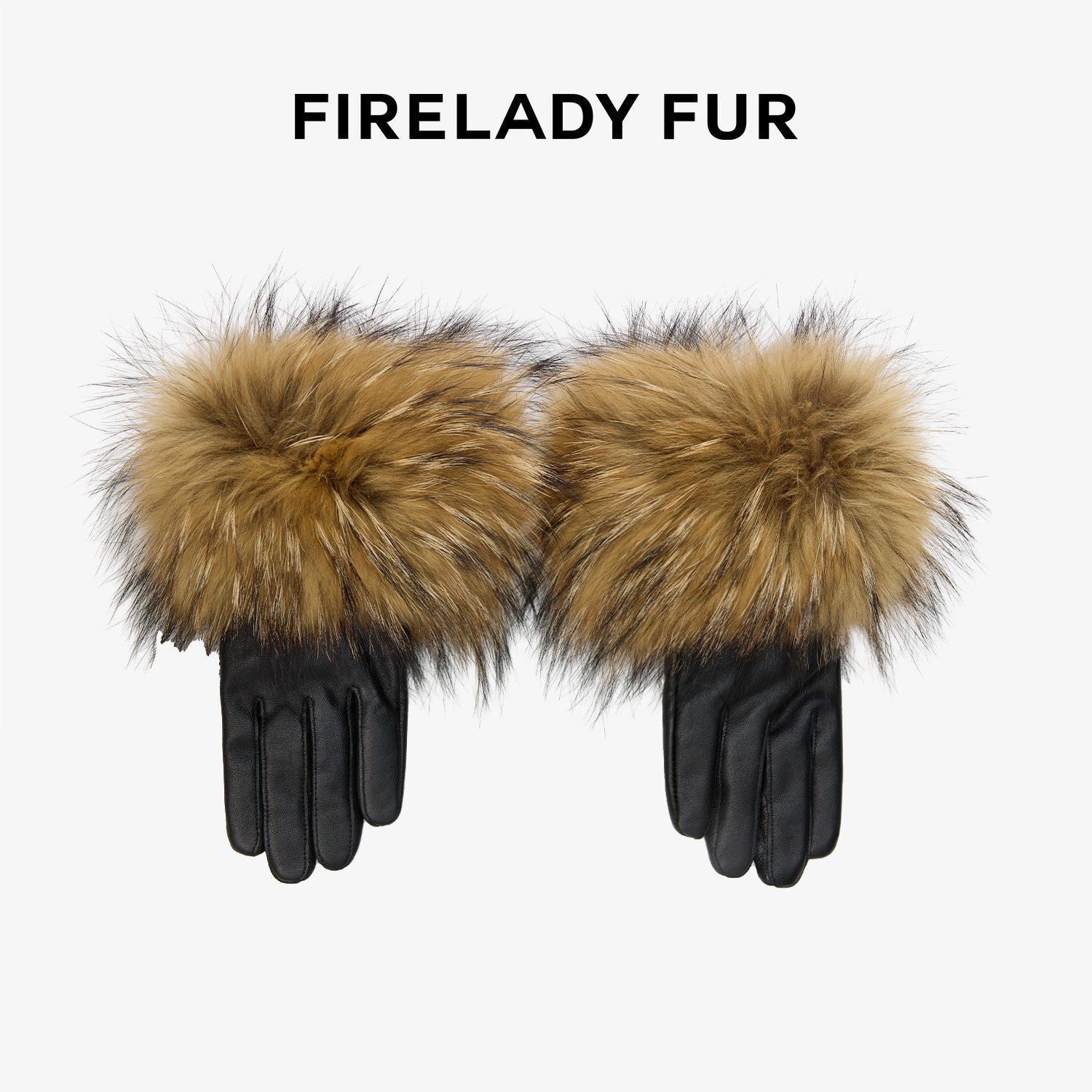 Women's Vintage Raccoon Fur Lightly Coated Genuine Leather Fur Gloves Winter - variant_title