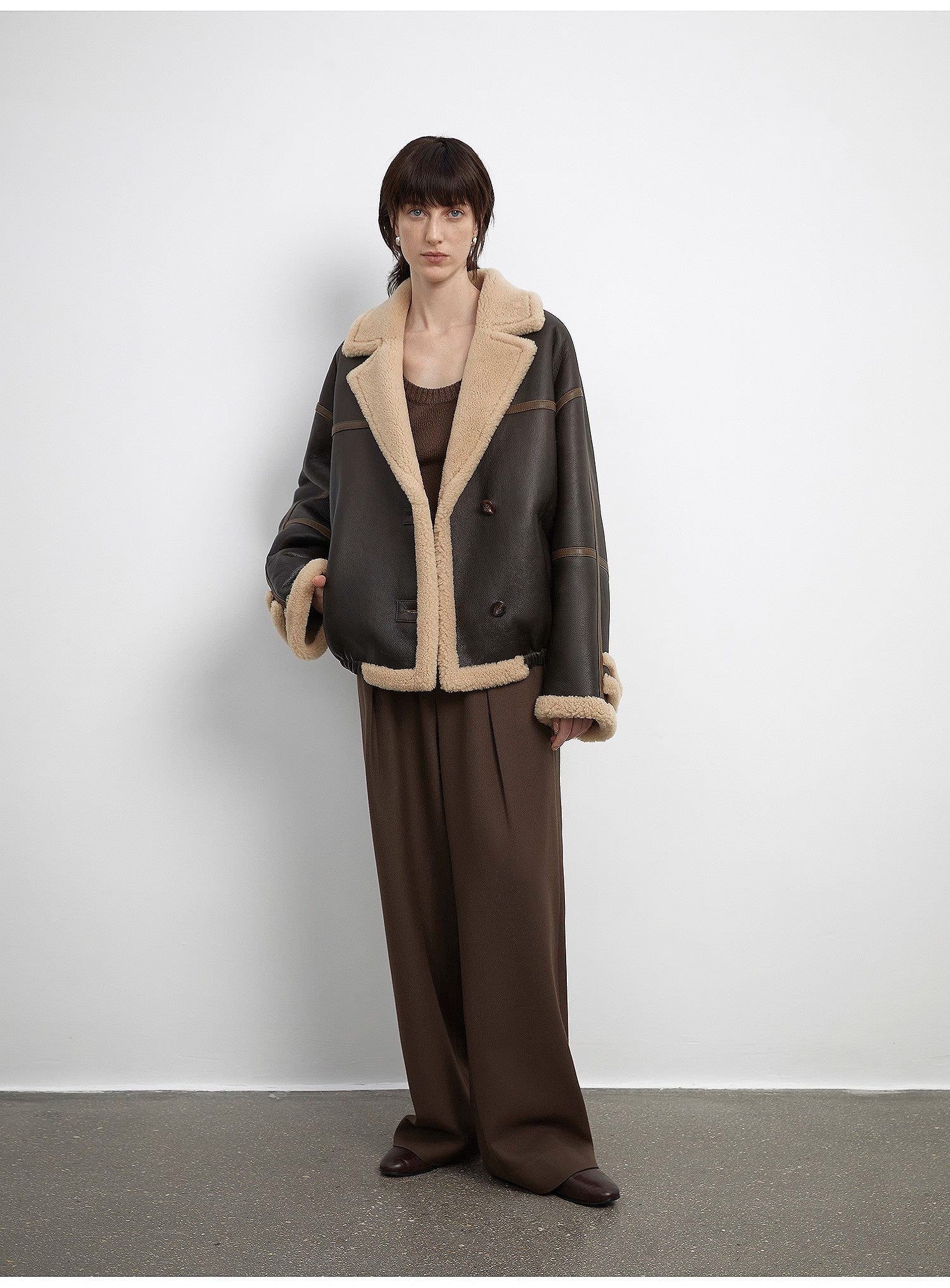 Women's white straight casual wide waist drape floor - length wide leg pants - variant_title