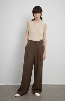 Women's white straight casual wide waist drape floor - length wide leg pants - variant_title