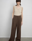 Women's white straight casual wide waist drape floor - length wide leg pants - variant_title