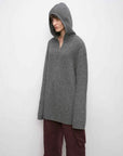 Women's zipper round neck wool hoodie oversized sweater Boyfriend Fit cozy long sleeve,"Autumn Ticket" - variant_title