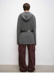 Women's zipper round neck wool hoodie oversized sweater Boyfriend Fit cozy long sleeve,"Autumn Ticket" - variant_title