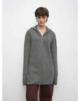 Women's zipper round neck wool hoodie oversized sweater Boyfriend Fit cozy long sleeve,"Autumn Ticket" - variant_title