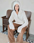 Women's zipper round neck wool hoodie oversized sweater Boyfriend Fit cozy long sleeve,"Autumn Ticket" - variant_title