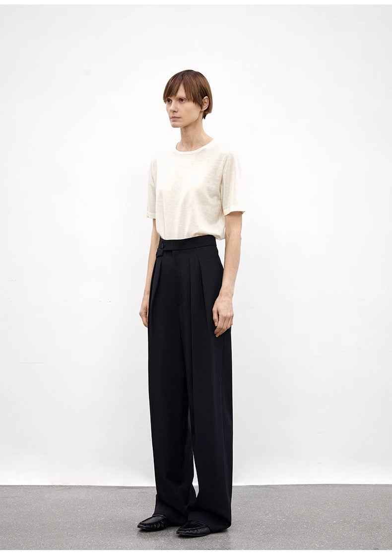 Wool Blend High - Waisted Slimming Suit Pants for Women - variant_title