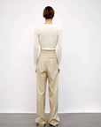 Wool Blend High - Waisted Slimming Suit Pants for Women - variant_title