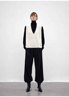Wool Blend High - Waisted Slimming Suit Pants for Women - variant_title