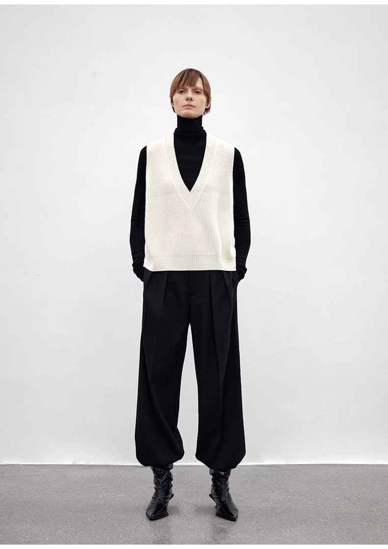 Wool Blend High - Waisted Slimming Suit Pants for Women - variant_title