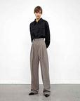 Wool Blend High - Waisted Slimming Suit Pants for Women - variant_title