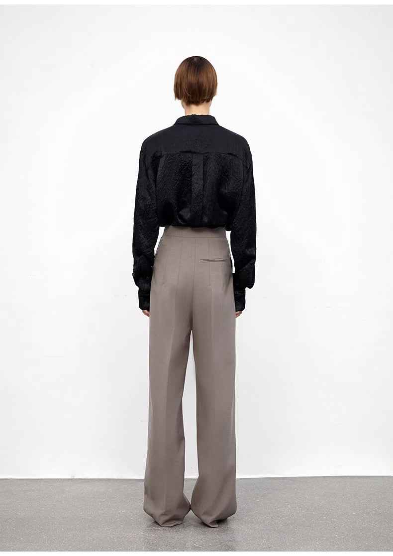 Wool Blend High - Waisted Slimming Suit Pants for Women - variant_title